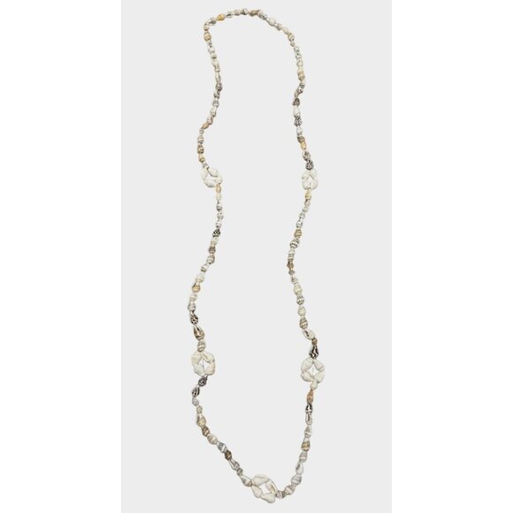Shell Bead Necklace With Natural & White Sea Shells pull over 34" READ - Picture 1 of 4